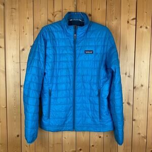 Men’s Lightweight Patagonia Puffer Jacket, Blue/Turquoise - Size S